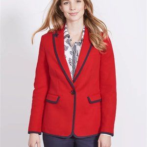 Boden Red Picardy Tipped Blazer 8P - Chic Petite Tailored Twill Jacket for Women